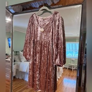 Kori Pinkblush Velvet dress with pockets size m